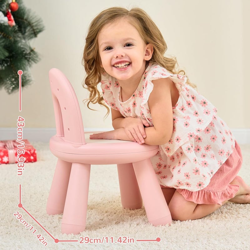 KidBloom Toddler Chair, Sturdy Anti-Tip Kids Chair, Lightweight Small Plastic Child Chair for Toddlers 1-3, Rainbow Backrest Ergonomic Design, Pink - Image 2